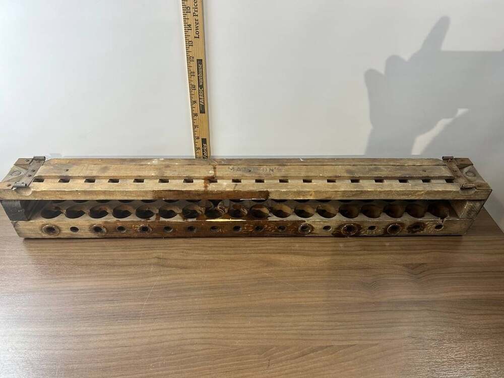 Vintage Wooden Slatted Frame Metal Hardware Marked Mattson’s Rustic Decor
